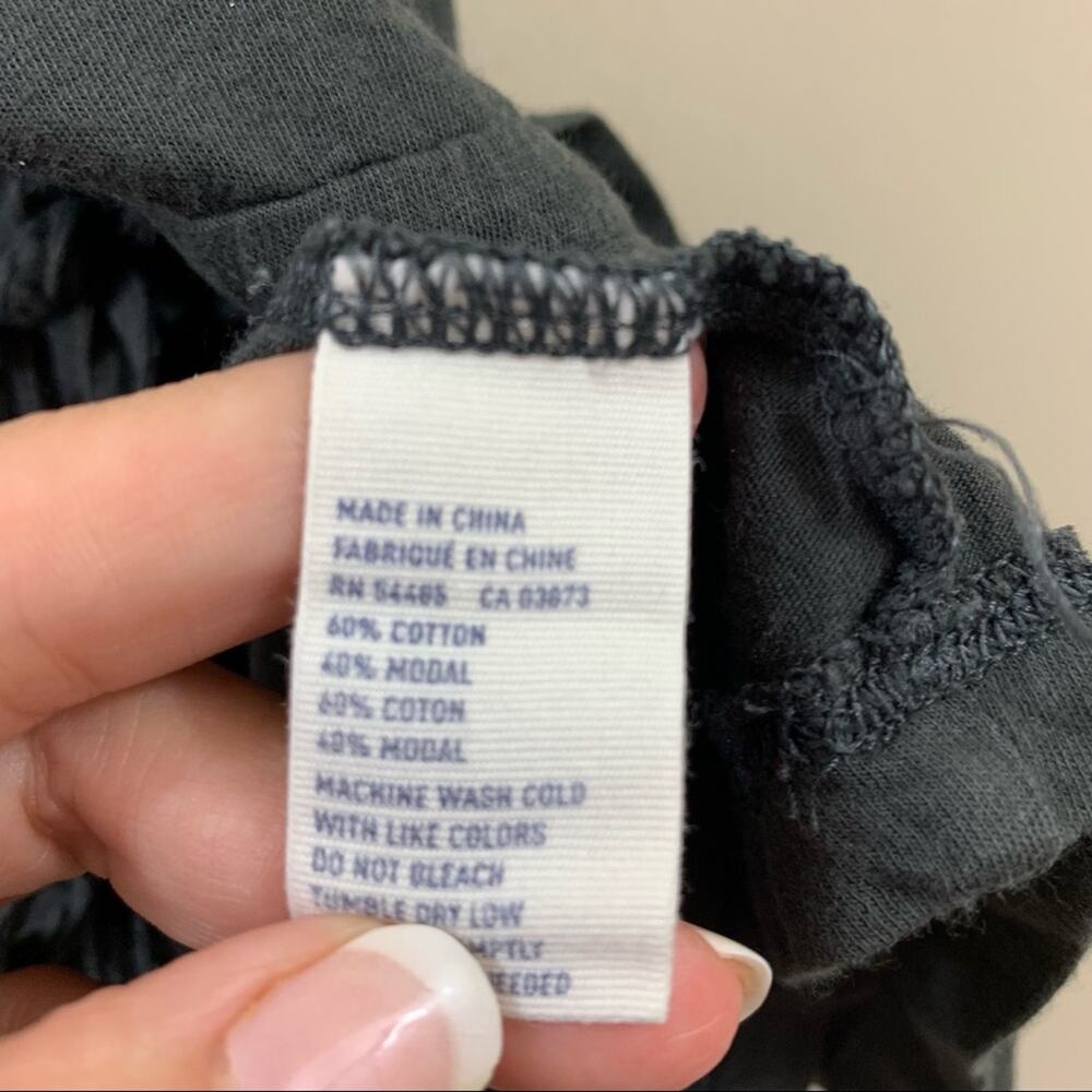 American Eagle Ruffle Drawstring Waist Gray Top - Picture 3 of 4